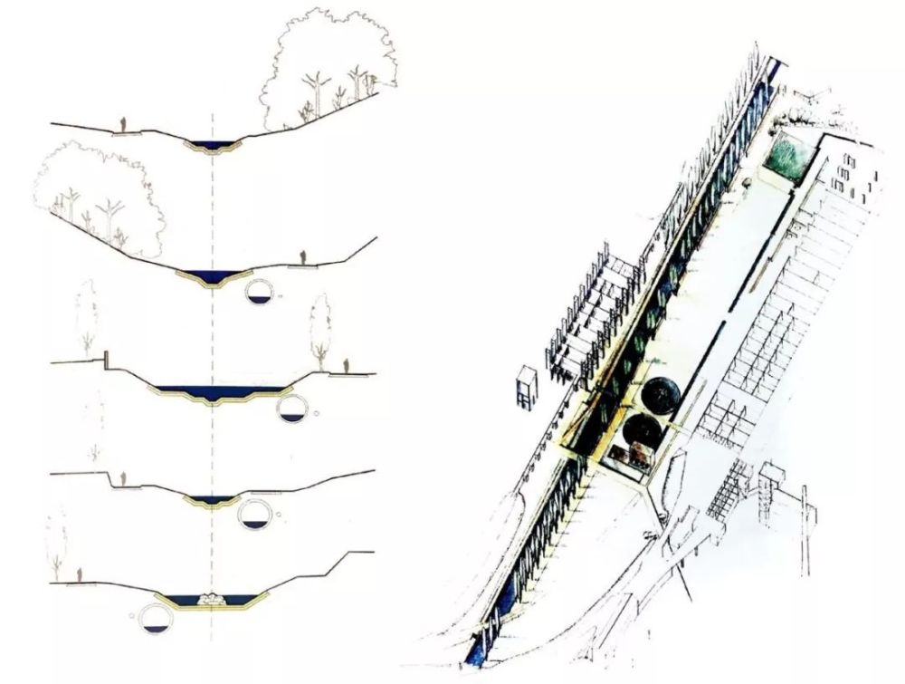 图1 拉茨事务所竞赛方案中的净水渠设计图