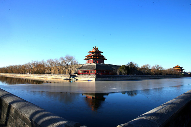 北京天气晴好 故宫角楼景色迷人