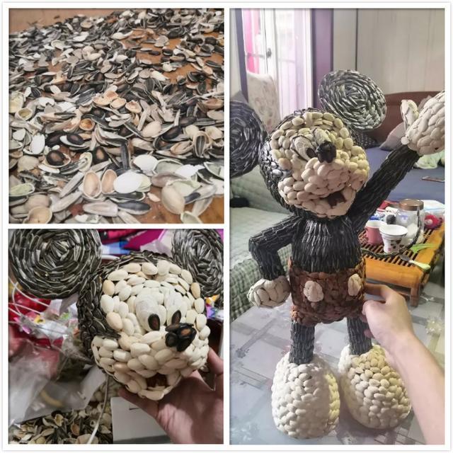 有网友将瓜子摆成各种各样的图案,比如:瓜子塔,蜗牛,哥斯拉,帅气的
