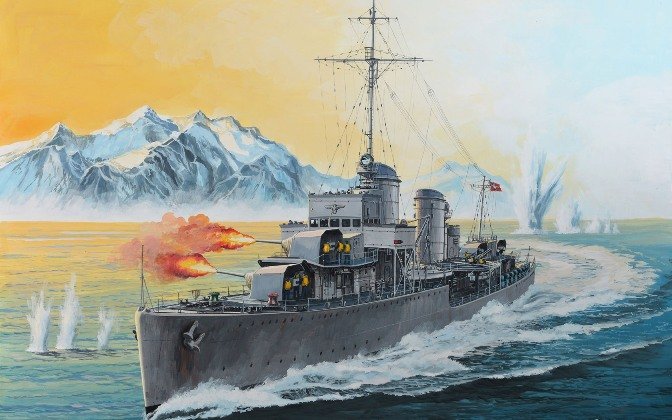 二战德军驱逐舰纸面性能相当不错,纳尔维克一战惨遭团灭