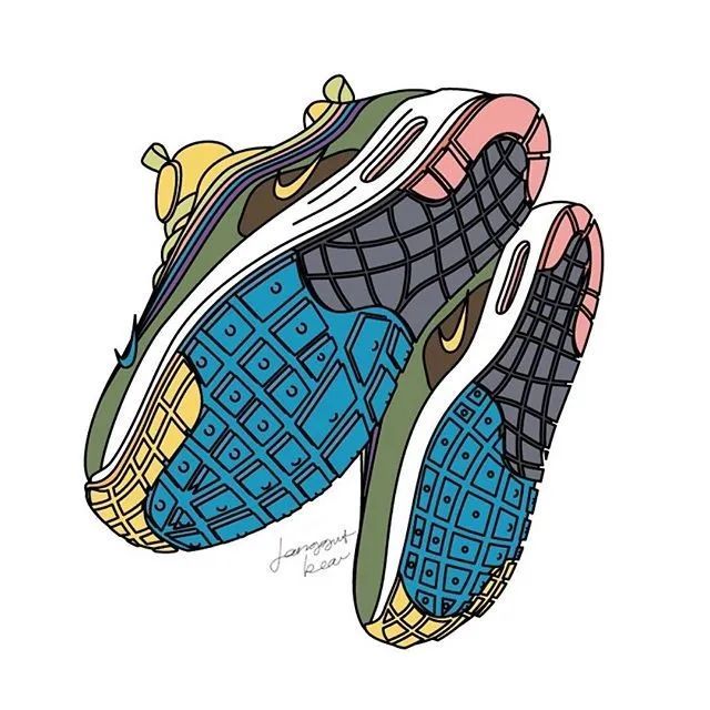 除了鞋底,他平时画的人物也是挺好玩的.