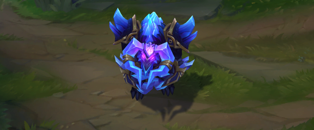 lol牛头黯晶新皮肤上手:浑身长满蓝色水晶石,开大后很霸气