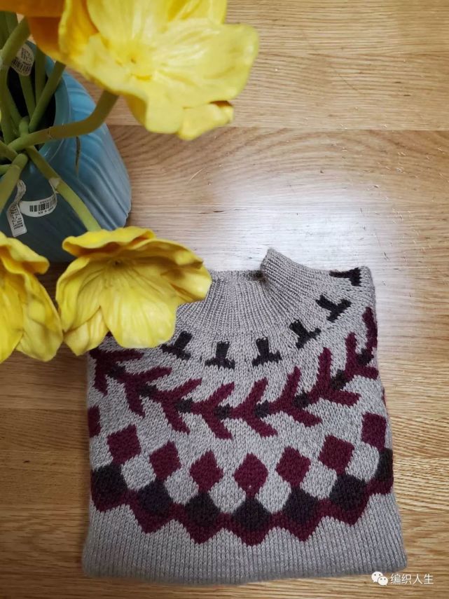适合100-120码:从上往下儿童棒针育克格纹提花毛衣,有编织说明