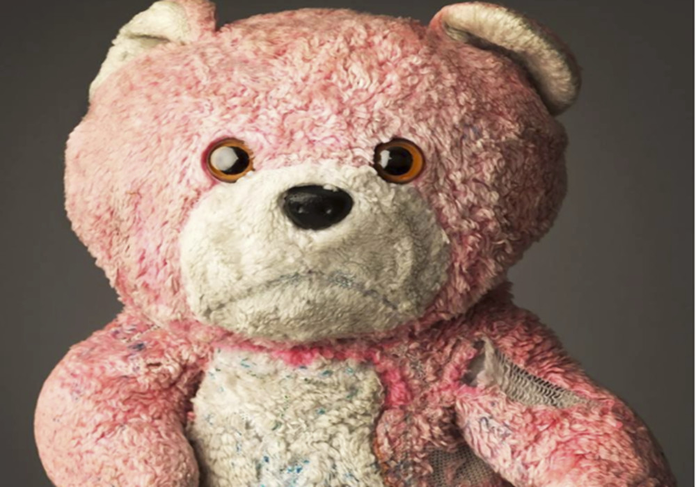 毛病",那就是每天晚上睡觉需要 抱着一只破旧不堪的"脏脏熊"才能入睡