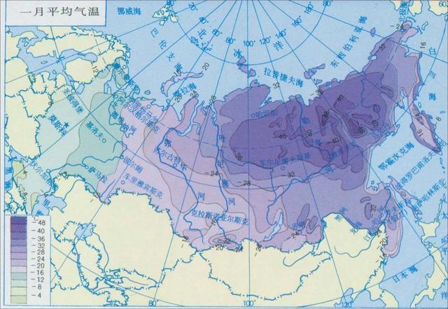 俄罗斯一月平均气温我们知道,世界上亚寒带针叶林分布面积最广的国家