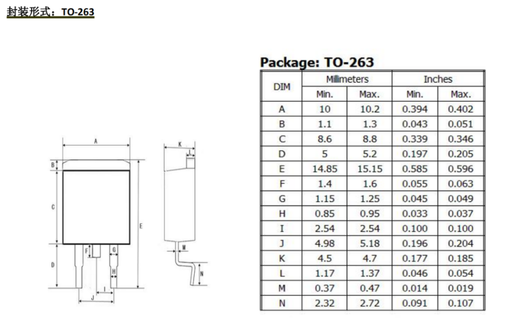 图4,to-263封装尺寸信息