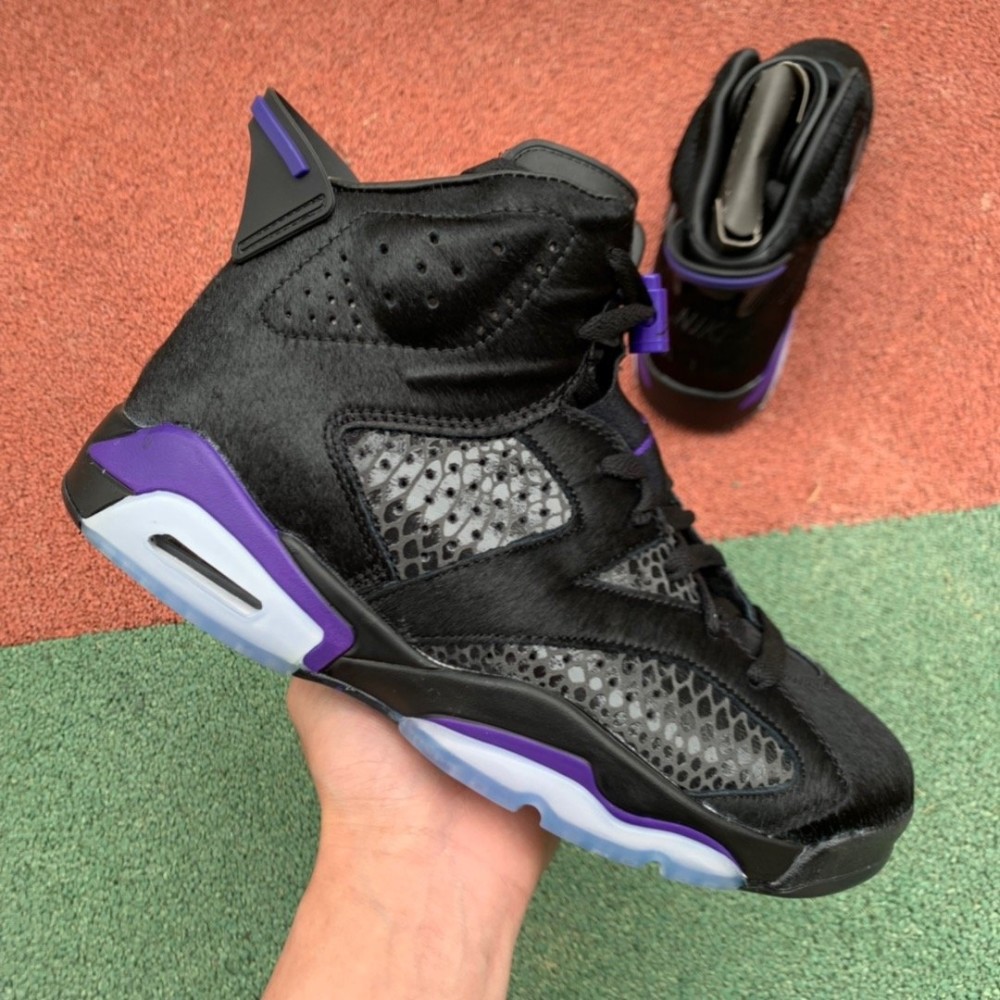 野性马毛材质配合曼巴蛇纹路!aj6 nrg黑紫限定开箱测评!