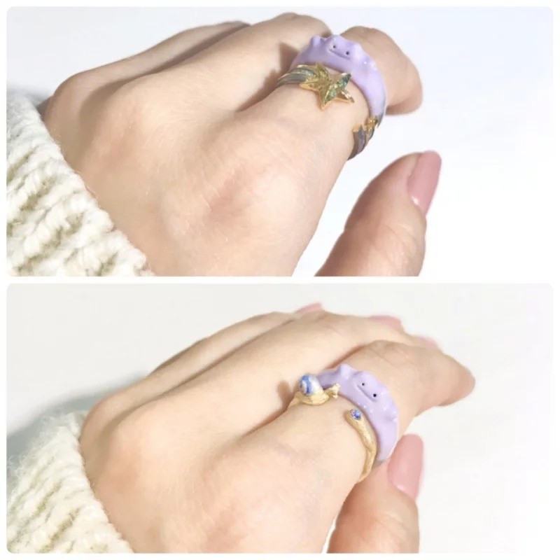 日推少女心喷发百变怪戒指弹性弧度梦幻粉紫超欠买