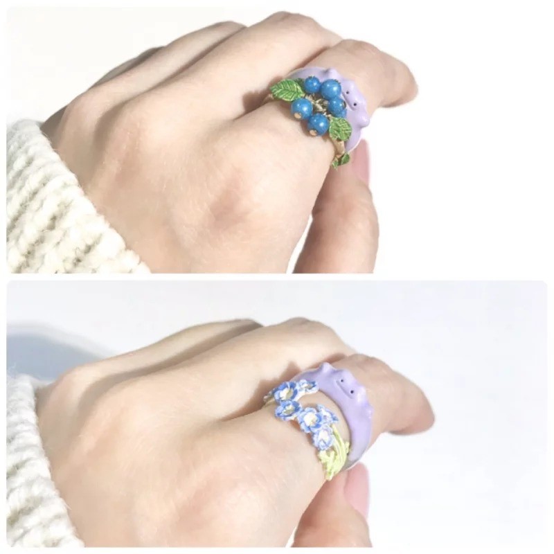 日推少女心喷发百变怪戒指弹性弧度梦幻粉紫超欠买