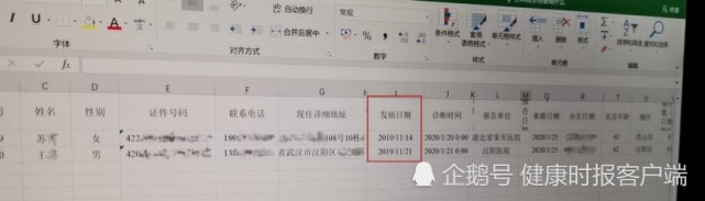 流行病学专家提供武汉新冠肺炎患者数据库截图