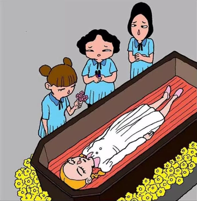 无声漫画小女孩因病去世孩童间的送别让人感动