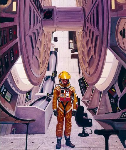 1968年,导演库布里克的科幻史诗《2001太空漫游》中太空员的剧照太空