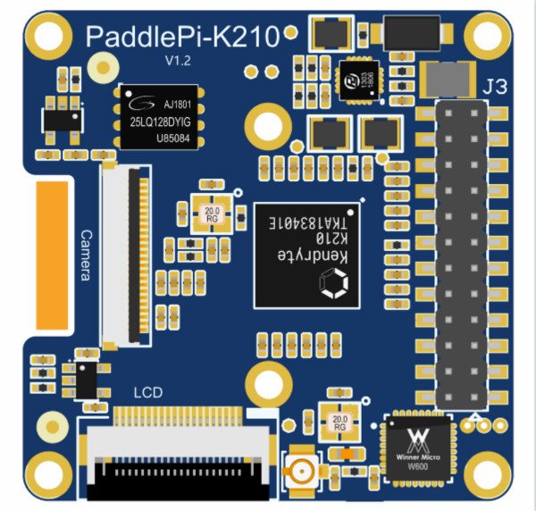 搭载人脸口罩检测模型的模块是paddlepi-k210,是去年5月由嘉楠与百度