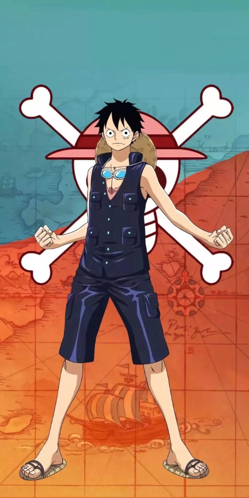 动漫壁纸:海贼王路飞索隆手机壁纸,穿上黑皮衣的路飞蛮帅的