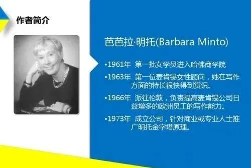 我们平时说的金字塔原理,通常指麦肯锡公司的芭芭拉明托所推广的