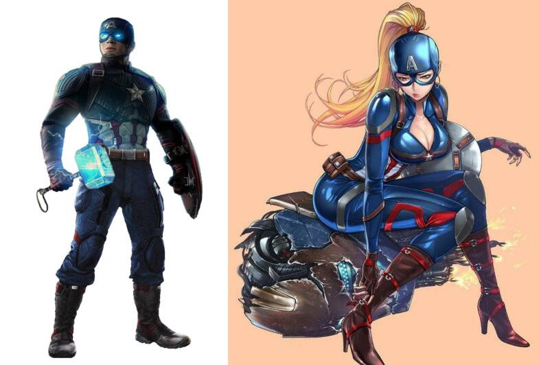 漫威英雄女化钢铁侠变西装女大佬你看美队美成啥样