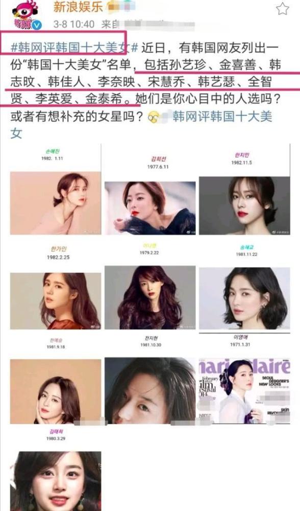 韩网选出 韩国十大美女 颜值演技均在线 腾讯新闻