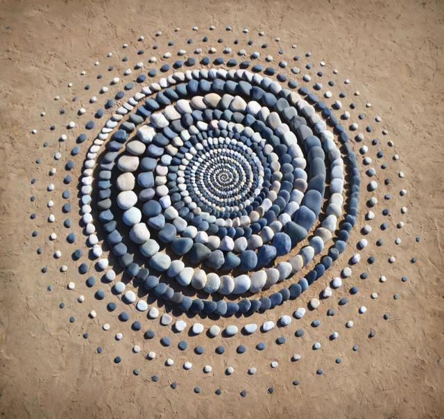 太壮观!国外大神用简单的石头拼出千变万化的图案