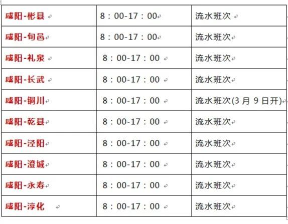 长武到西安咸阳公交最新消息