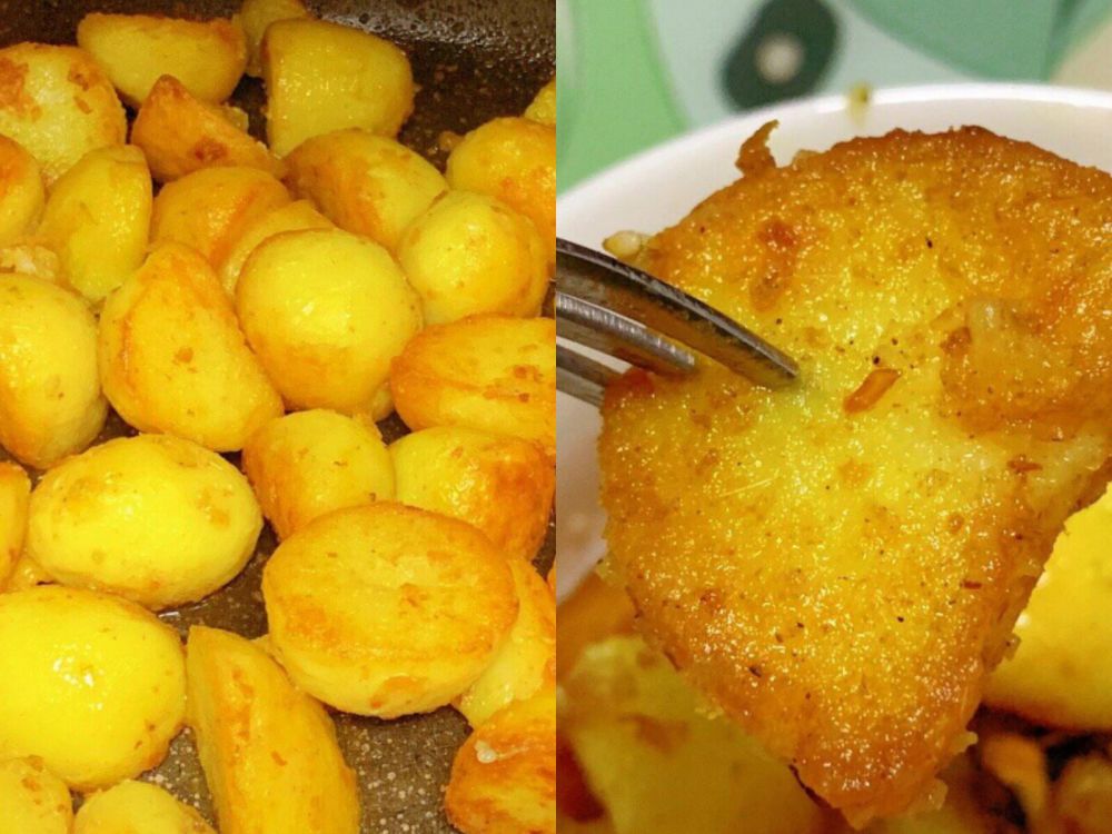 云南红皮土豆油炸至金黄洒作料起锅满屏留香令人馋