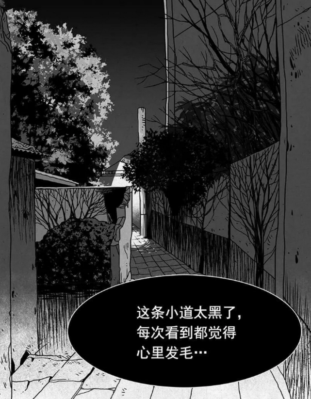 悬疑漫画 女孩背后跟着的人影 结果是路灯的投影而已