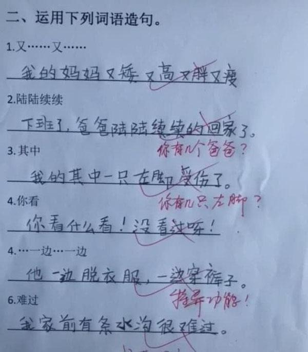 小学生造句懒出新高度老师气得说不出话你能忍到第几张不笑