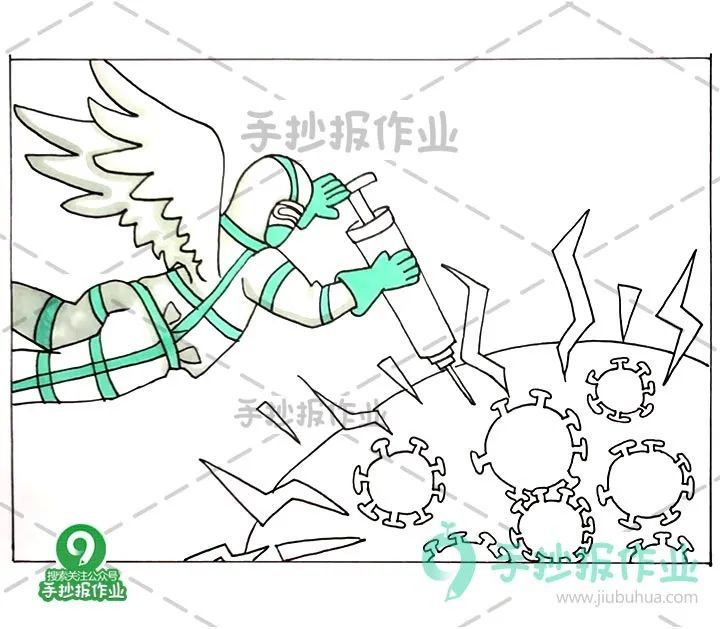 抗击新冠病毒主题画,抗击新冠肺炎,为武汉加油,胜利终将属于我们!
