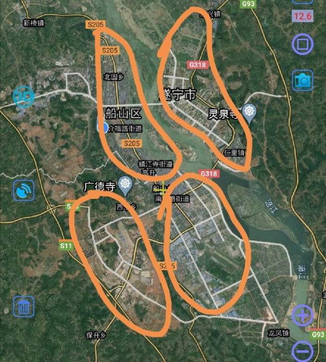 遂宁市各区县新建高速公路快速通道和主干道理想规划方案