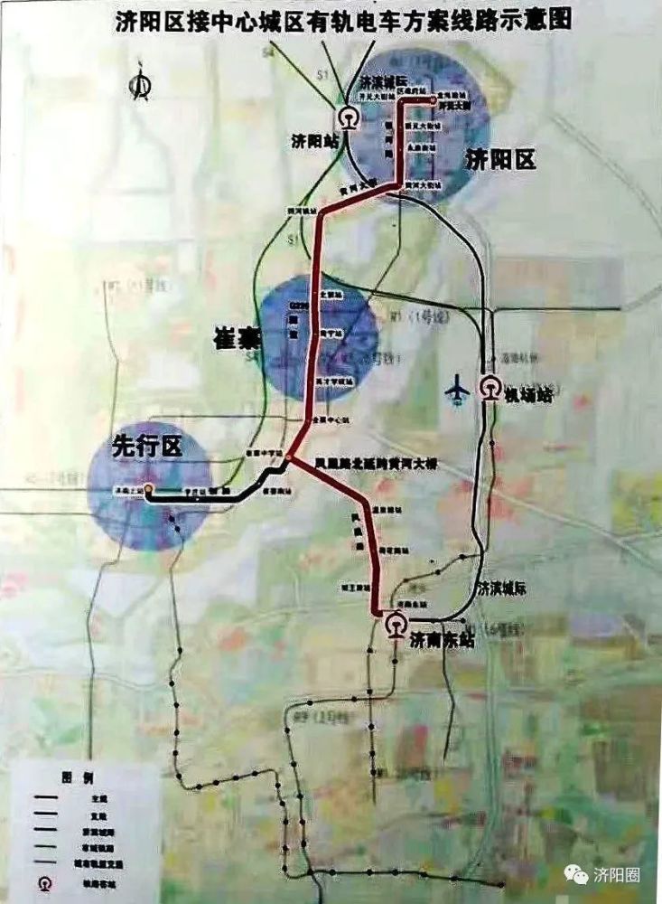 济南至济阳有轨电车基本路线及济阳12个站点