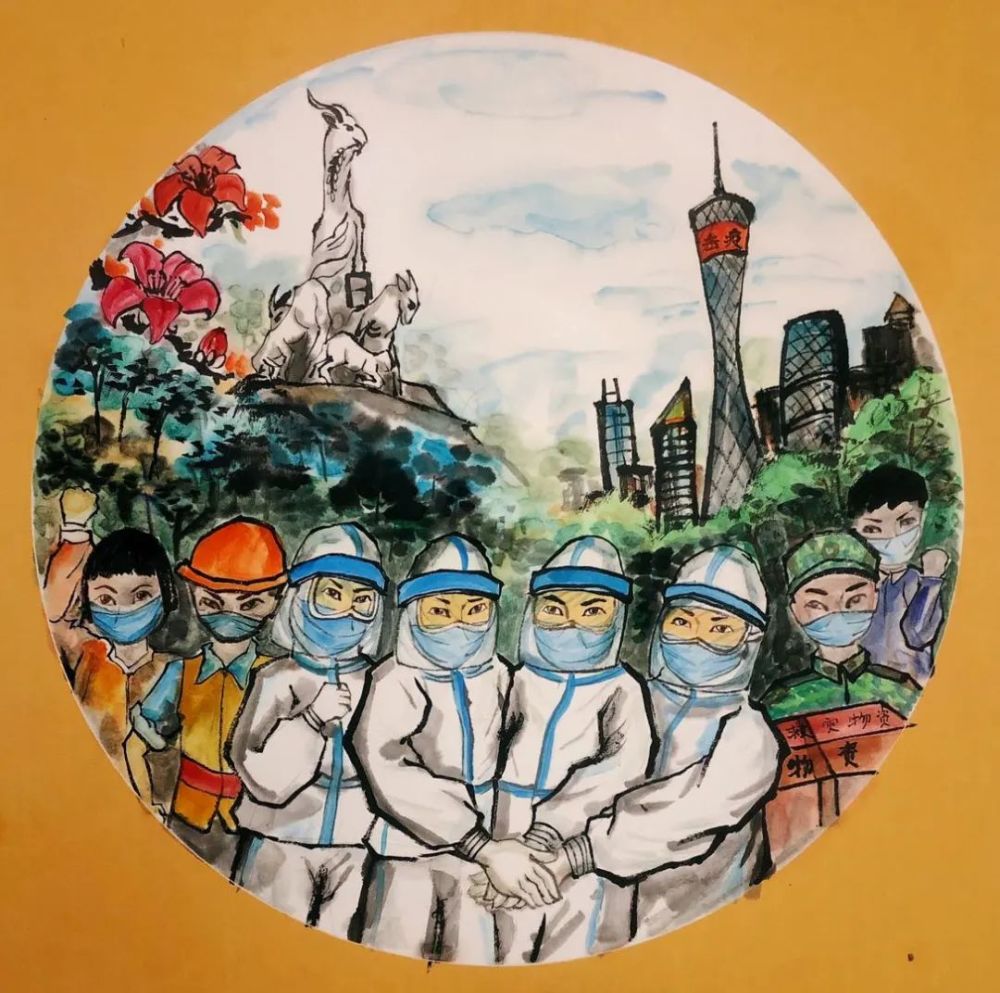 广州市执信中学学生战疫绘画作品在花城展播啦