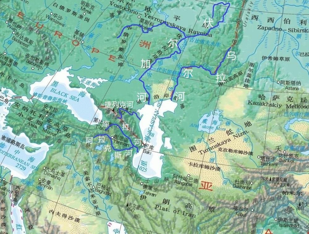 俄罗斯河流分布图地图图片