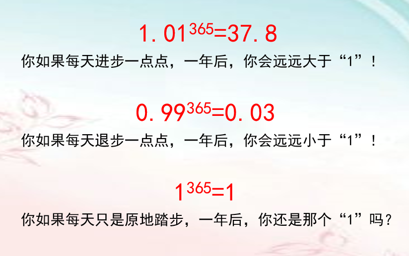 356≈37.8每天进步一点点,一年后你会远远大于"1"