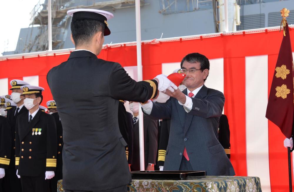 日本万吨大驱正式入列防卫相亲自出席仪式