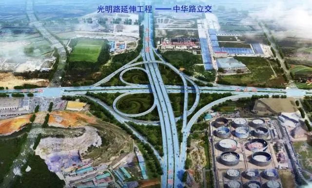 光明路延伸工程—东方路立交光明路延伸工程主线为城市快速路,南起