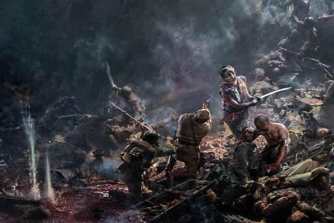 油画:平型关战役白刃战"哈哈!