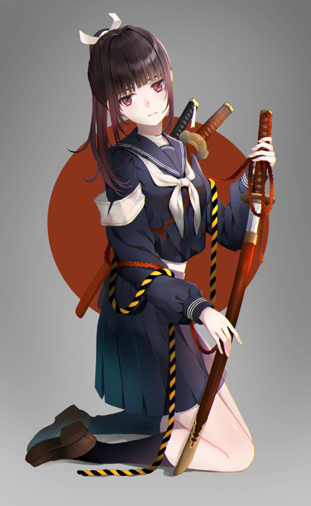 动漫壁纸:又a又飒,手持日本刀的二次元少女,你爱了吗?