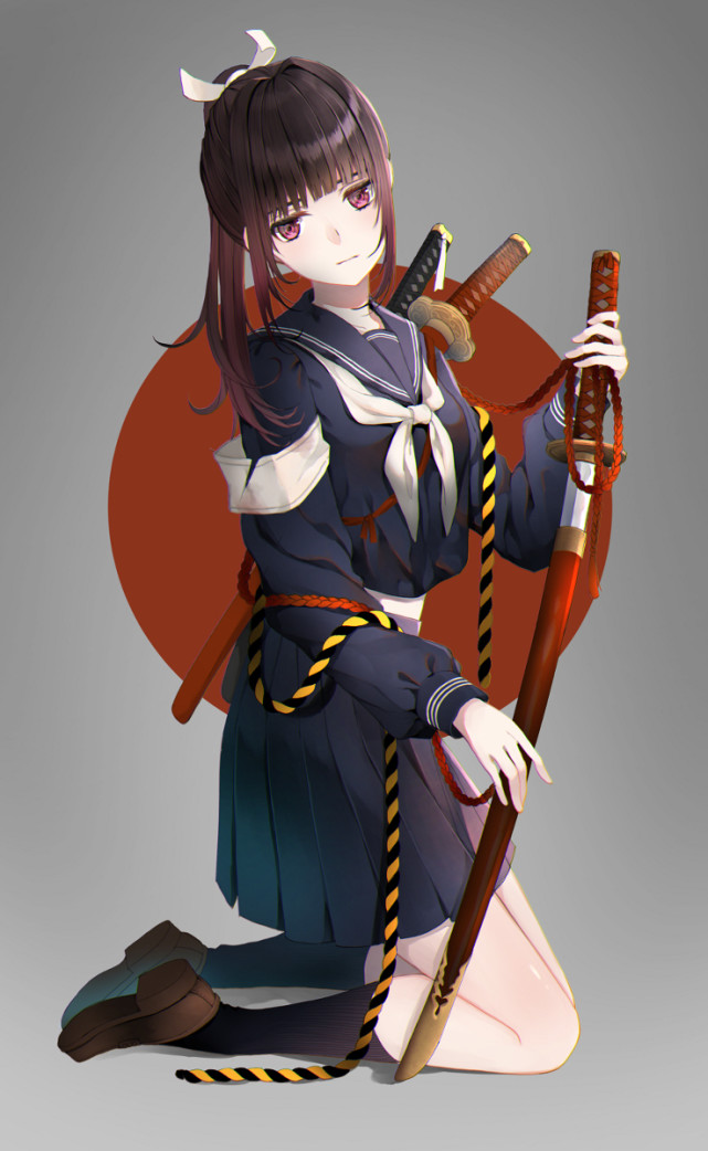 动漫壁纸又a又飒手持日本刀的二次元少女你爱了吗