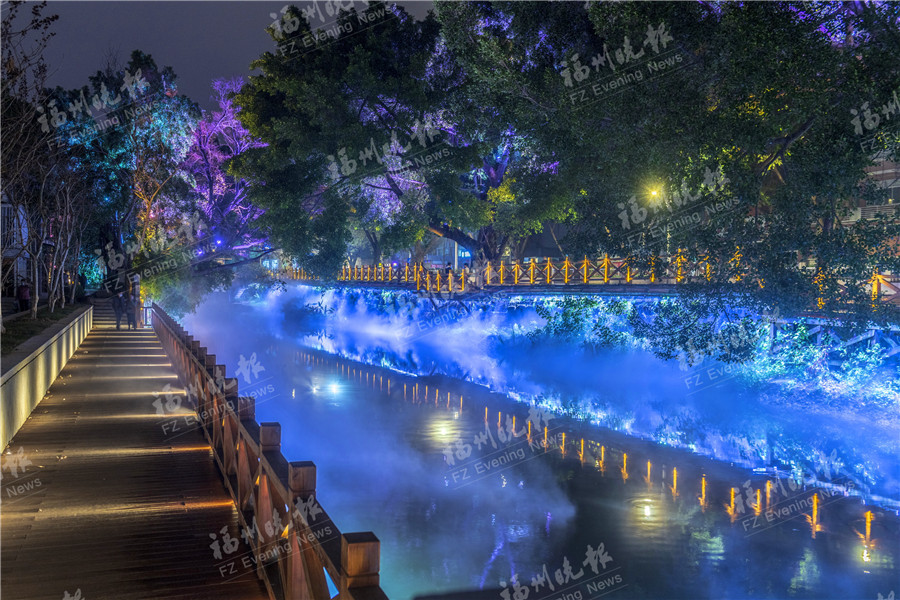 惊艳!福州河畔湖边,亦真亦幻光雾影