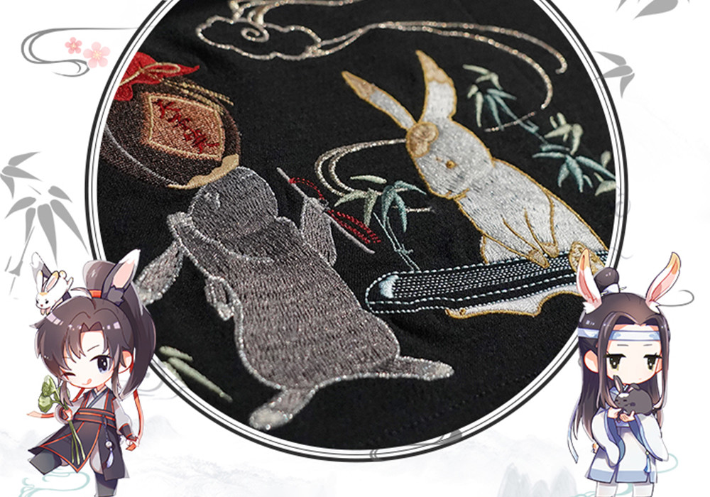 《魔道祖师》云深不知处兔服装,黑白两款很精致,兔耳帽好可爱啊