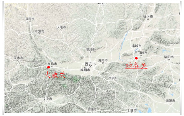 东汉时期以函谷关,大散关为地域界标,函谷关东面称之为关东;函谷关和