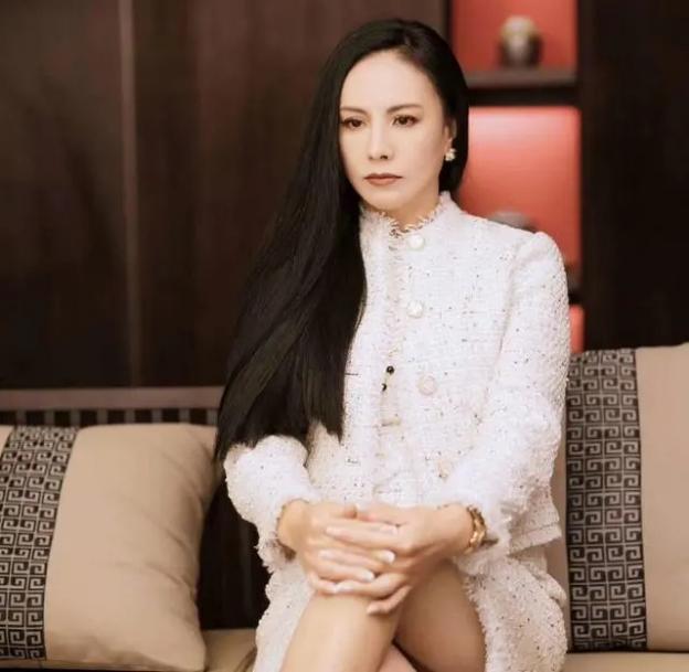 田丽气质真绝了,穿露肩装直角肩好优秀,52岁还有浓密乌黑长发