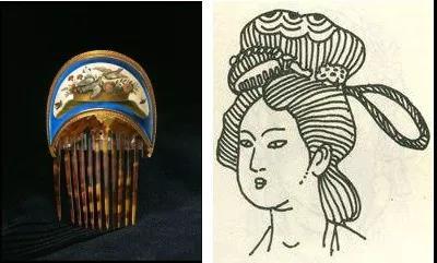 特别要说的是宋朝人很喜欢梳高发髻,他们会在饰冠上安插白角长梳,这是