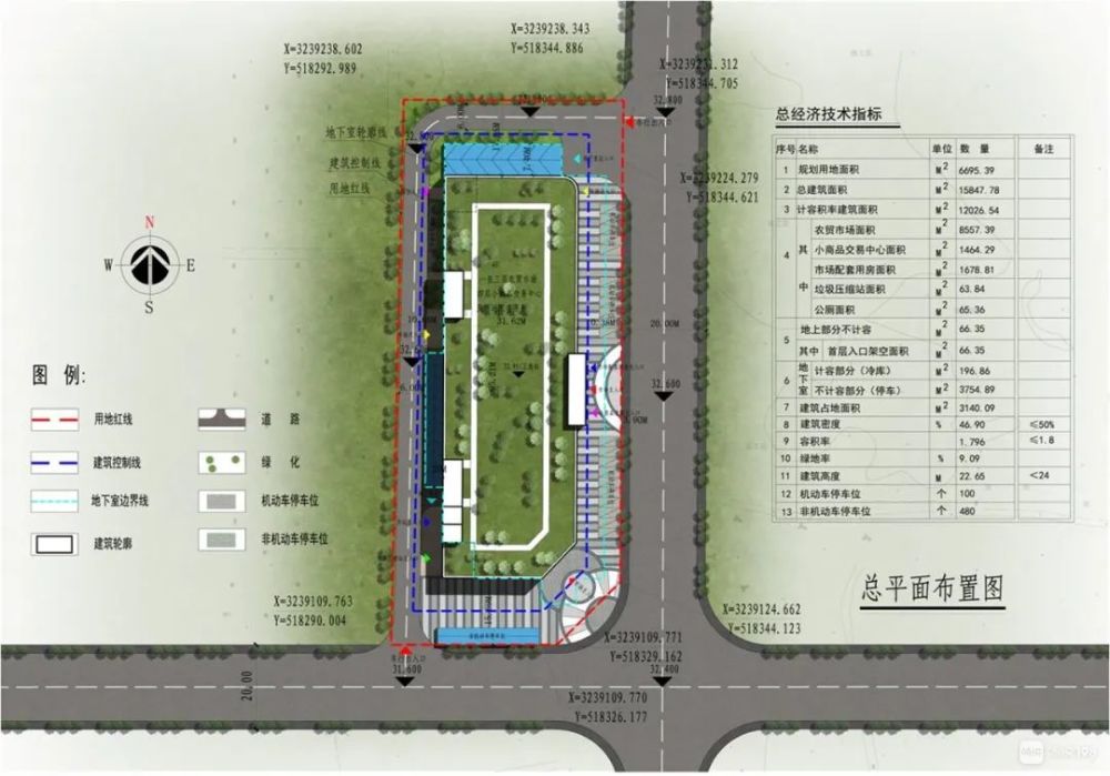 09%;建築密度46.90%;機動車停車泊位100輛;非機動車停車480