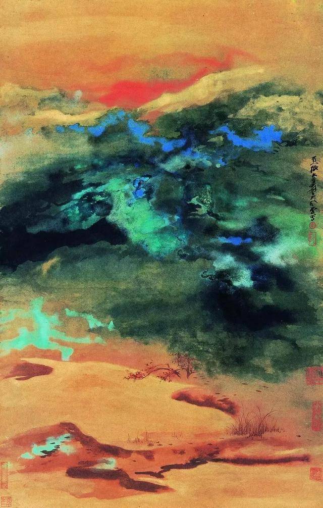 绝美!张大千的泼彩山水