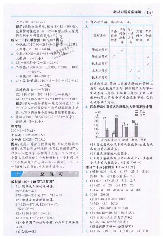 教材答案|人教版数学四年级下册教材课后题参考答案,免费下载!