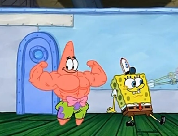 海绵宝宝比奇堡肌肉大pk派大星s级珊迪ss级看到他可拉倒吧