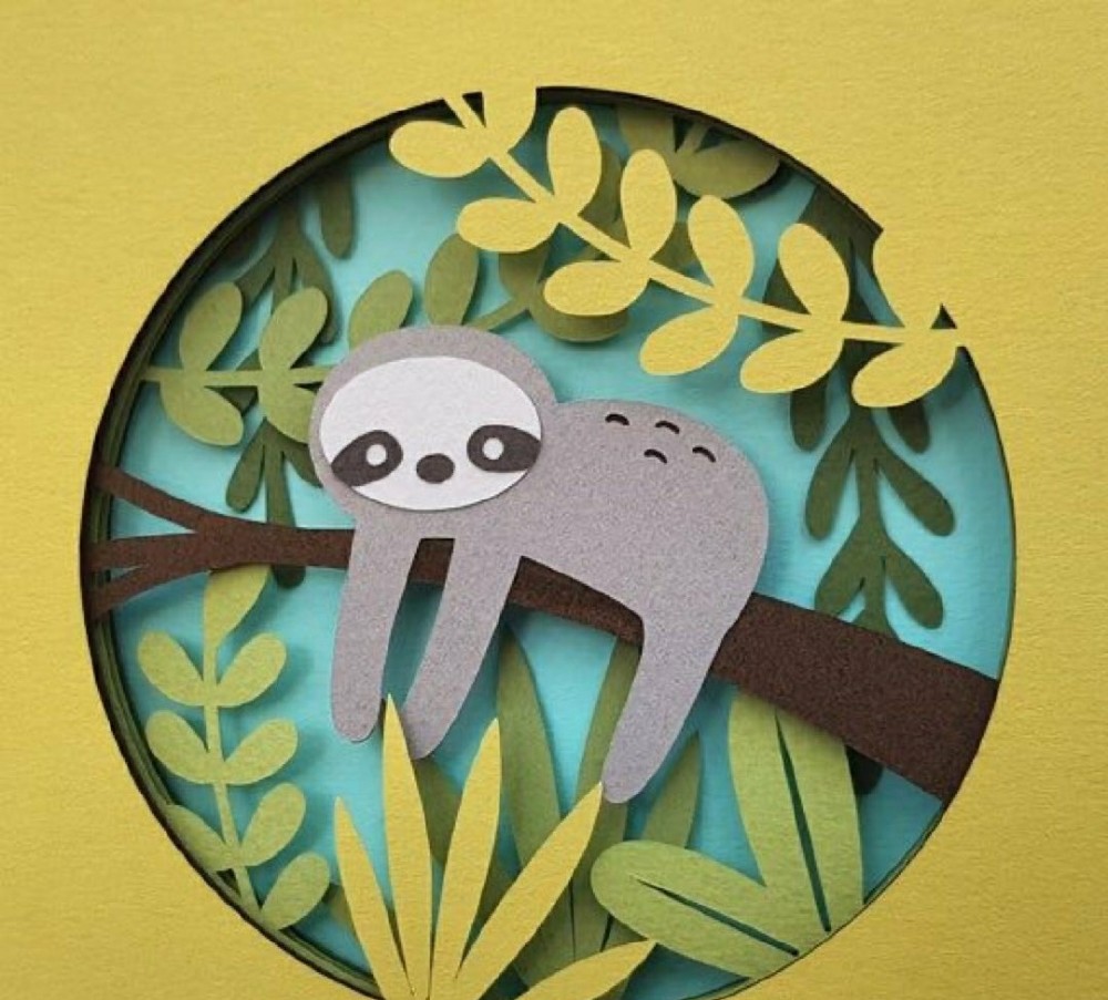 立体剪纸:可爱而富于层次感的动物纸艺作品,适合创意儿童画课件