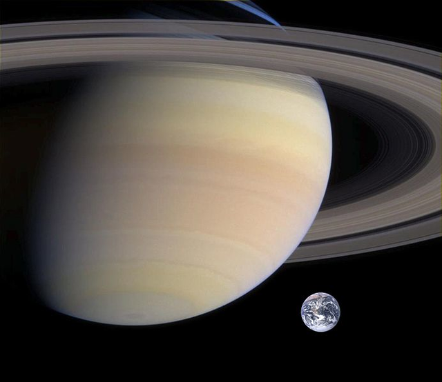 图解:土星与地球大小对比图