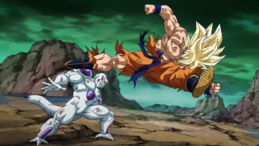 是龙珠z中难得一见的热血场面,那拳拳到肉的打斗画面