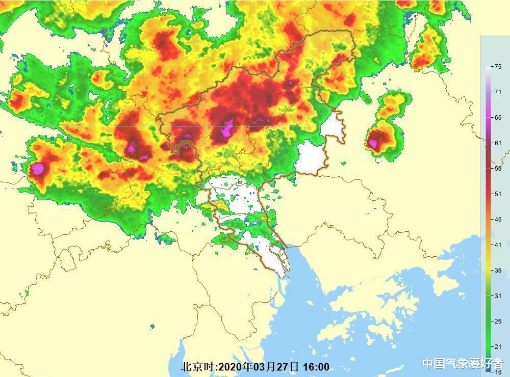冰雹打中福州逼近广州雷达图紫波在南下珠三角晚高峰注意